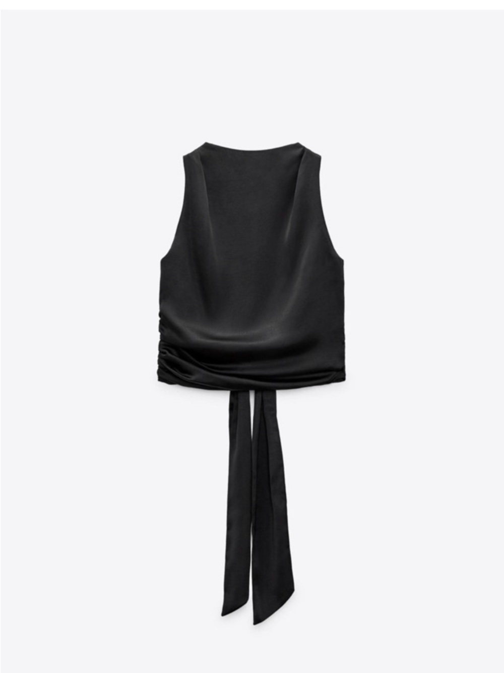 Zara Satin Tie-Back Tank Top - Black